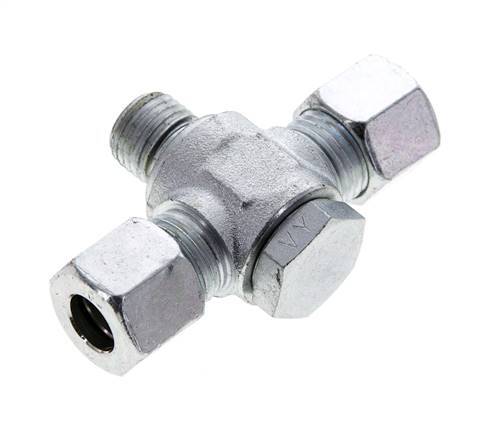 10L & M14x1.5 Zink plated Steel Tee Swivel Joint Cutting Fitting with Male Threads 315 bar NBR ISO 8434-1