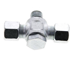 10L & M14x1.5 Acier zingue Tee Swivel Joint Cutting Fitting with Male Threads 315 bar NBR ISO 8434-1