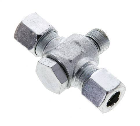 10L & M14x1.5 Acier zingue Tee Swivel Joint Cutting Fitting with Male Threads 315 bar NBR ISO 8434-1