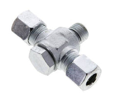 10L & M14x1.5 Acier zingue Tee Swivel Joint Cutting Fitting with Male Threads 315 bar NBR ISO 8434-1
