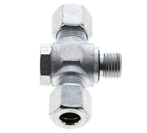 10L & M14x1.5 Acier zingue Tee Swivel Joint Cutting Fitting with Male Threads 315 bar NBR ISO 8434-1