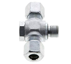 10L & M14x1.5 Acier zingue Tee Swivel Joint Cutting Fitting with Male Threads 315 bar NBR ISO 8434-1