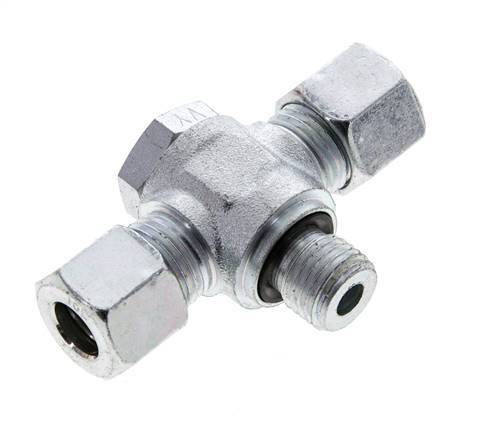 10L & M14x1.5 Acier zingue Tee Swivel Joint Cutting Fitting with Male Threads 315 bar NBR ISO 8434-1