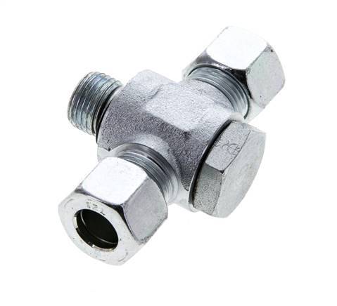 12L & M16x1.5 Acier zingue Tee Swivel Joint Cutting Fitting with Male Threads 315 bar NBR ISO 8434-1