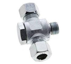 12L & M16x1.5 Acier zingue Tee Swivel Joint Cutting Fitting with Male Threads 315 bar NBR ISO 8434-1