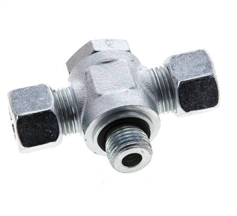 12L & M16x1.5 Acier zingue Tee Swivel Joint Cutting Fitting with Male Threads 315 bar NBR ISO 8434-1