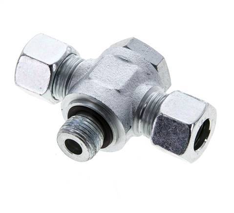 12L & M16x1.5 Acier zingue Tee Swivel Joint Cutting Fitting with Male Threads 315 bar NBR ISO 8434-1