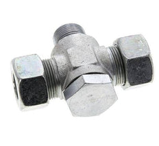 18L & M22x1.5 Acier zingue Tee Swivel Joint Cutting Fitting with Male Threads 315 bar NBR ISO 8434-1