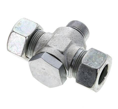 18L & M22x1.5 Acier zingue Tee Swivel Joint Cutting Fitting with Male Threads 315 bar NBR ISO 8434-1