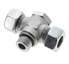 18L & M22x1.5 Acier zingue Tee Swivel Joint Cutting Fitting with Male Threads 315 bar NBR ISO 8434-1