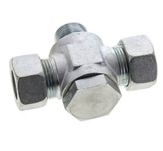 22L & M26x1.5 Acier zingue Tee Swivel Joint Cutting Fitting with Male Threads 160 bar NBR ISO 8434-1