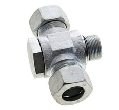 22L & M26x1.5 Acier zingue Tee Swivel Joint Cutting Fitting with Male Threads 160 bar NBR ISO 8434-1