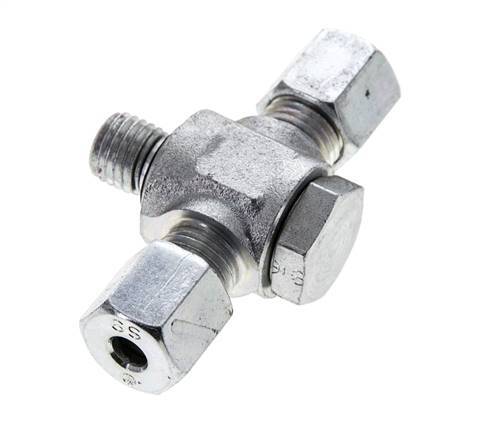 6S & M12x1.5 Acier zingue Tee Swivel Joint Cutting Fitting with Male Threads 400 bar NBR ISO 8434-1