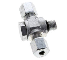 6S & M12x1.5 Acier zingue Tee Swivel Joint Cutting Fitting with Male Threads 400 bar NBR ISO 8434-1