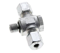 6S & M12x1.5 Acier zingue Tee Swivel Joint Cutting Fitting with Male Threads 400 bar NBR ISO 8434-1