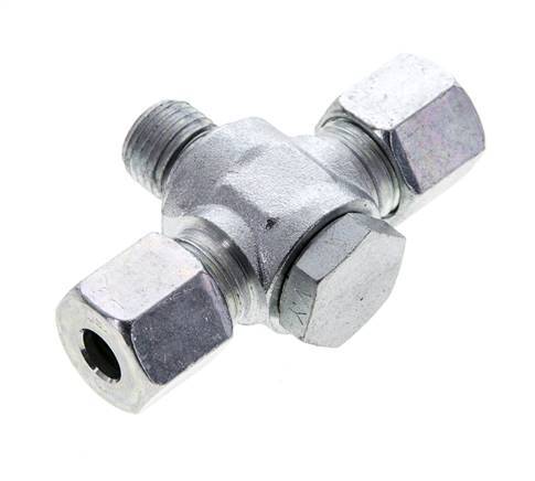 8S & M14x1.5 Acier zingue Tee Swivel Joint Cutting Fitting with Male Threads 400 bar NBR ISO 8434-1