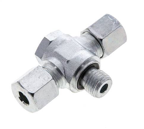 8S & M14x1.5 Acier zingue Tee Swivel Joint Cutting Fitting with Male Threads 400 bar NBR ISO 8434-1