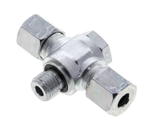 8S & M14x1.5 Acier zingue Tee Swivel Joint Cutting Fitting with Male Threads 400 bar NBR ISO 8434-1