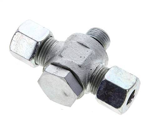 10S & M16x1.5 Acier zingue Tee Swivel Joint Cutting Fitting with Male Threads 400 bar NBR ISO 8434-1