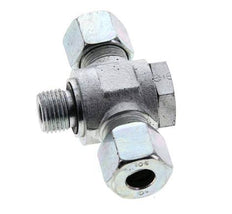 10S & M16x1.5 Acier zingue Tee Swivel Joint Cutting Fitting with Male Threads 400 bar NBR ISO 8434-1