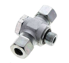 12S & M18x1.5 Acier zingue Tee Swivel Joint Cutting Fitting with Male Threads 400 bar NBR ISO 8434-1