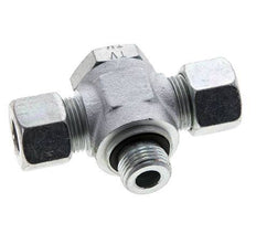 12S & M18x1.5 Acier zingue Tee Swivel Joint Cutting Fitting with Male Threads 400 bar NBR ISO 8434-1