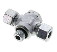 12S & M18x1.5 Acier zingue Tee Swivel Joint Cutting Fitting with Male Threads 400 bar NBR ISO 8434-1