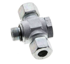 12S & M18x1.5 Acier zingue Tee Swivel Joint Cutting Fitting with Male Threads 400 bar NBR ISO 8434-1