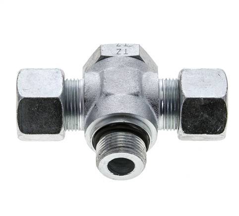 16S & M22x1.5 Zink plated Steel Tee Swivel Joint Cutting Fitting with Male Threads 400 bar NBR ISO 8434-1