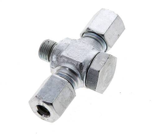 6L & G1/8'' Zink plated Steel Tee Swivel Joint Cutting Fitting with Male Threads 315 bar NBR ISO 8434-1