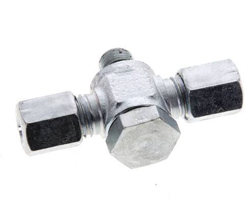 6L & G1/8'' Acier zingue Tee Swivel Joint Cutting Fitting with Male Threads 315 bar NBR ISO 8434-1