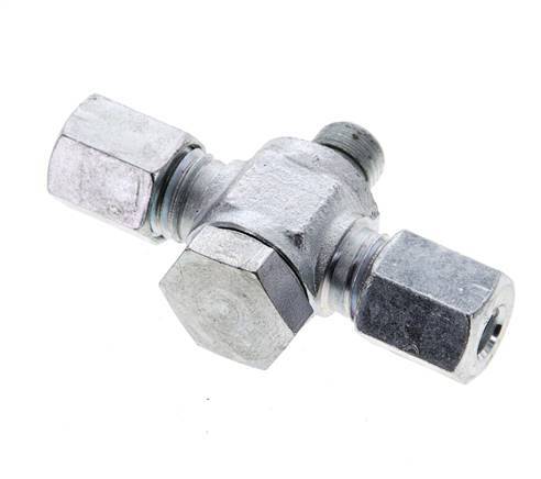 6L & G1/8'' Zink plated Steel Tee Swivel Joint Cutting Fitting with Male Threads 315 bar NBR ISO 8434-1