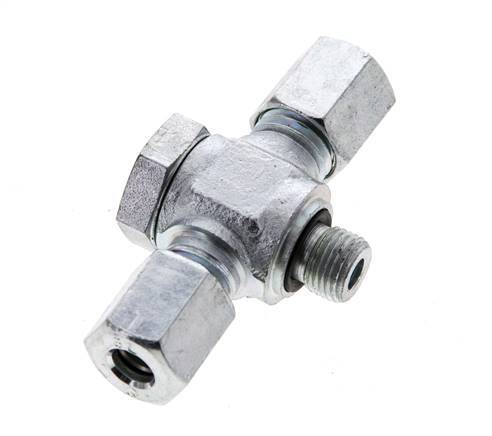 6L & G1/8'' Acier zingue Tee Swivel Joint Cutting Fitting with Male Threads 315 bar NBR ISO 8434-1