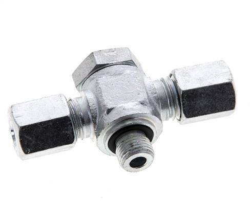 6L & G1/8'' Acier zingue Tee Swivel Joint Cutting Fitting with Male Threads 315 bar NBR ISO 8434-1