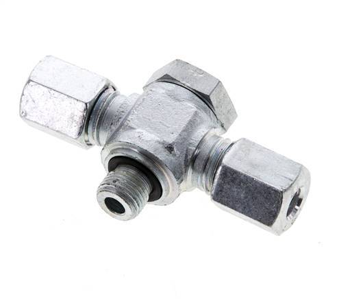 6L & G1/8'' Acier zingue Tee Swivel Joint Cutting Fitting with Male Threads 315 bar NBR ISO 8434-1