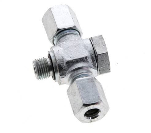 6L &amp; G1/8'' Acier zingué Tee Swivel Joint Cutting Fitting with Male Threads 315 bar NBR ISO 8434-1