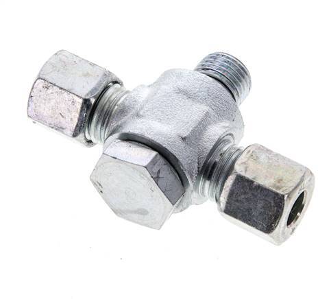 8L & G1/4'' Acier zingue Tee Swivel Joint Cutting Fitting with Male Threads 315 bar NBR ISO 8434-1