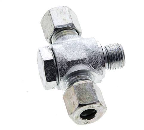 8L & G1/4'' Acier zingue Tee Swivel Joint Cutting Fitting with Male Threads 315 bar NBR ISO 8434-1