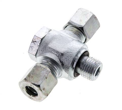 8L & G1/4'' Acier zingue Tee Swivel Joint Cutting Fitting with Male Threads 315 bar NBR ISO 8434-1