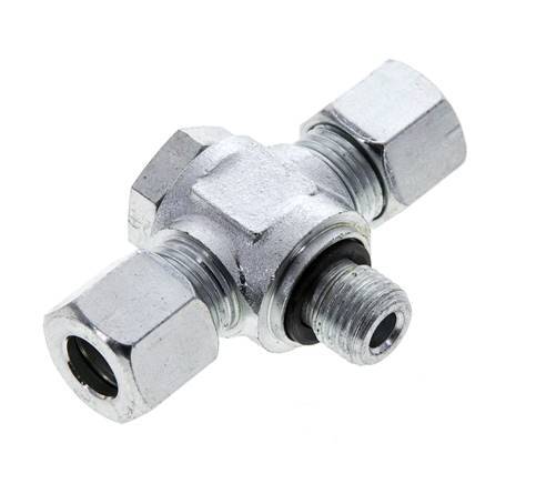 10L & G1/4'' Zink plated Steel Tee Swivel Joint Cutting Fitting with Male Threads 315 bar NBR ISO 8434-1