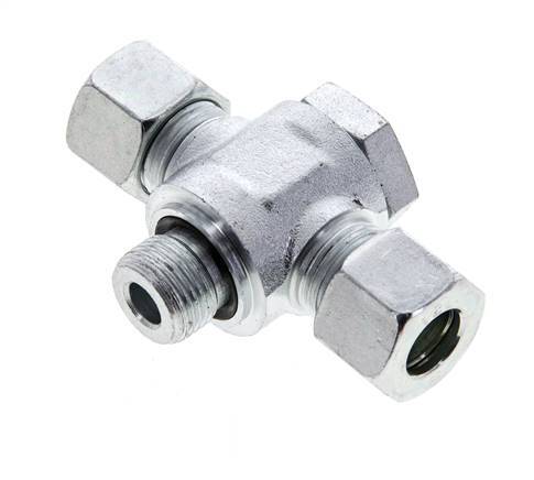 12L &amp; G3/8'' Acier zingué Tee Swivel Joint Cutting Fitting with Male Threads 315 bar NBR ISO 8434-1