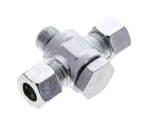 12L & G3/8'' Acier zingue Tee Swivel Joint Cutting Fitting with Male Threads 315 bar NBR ISO 8434-1