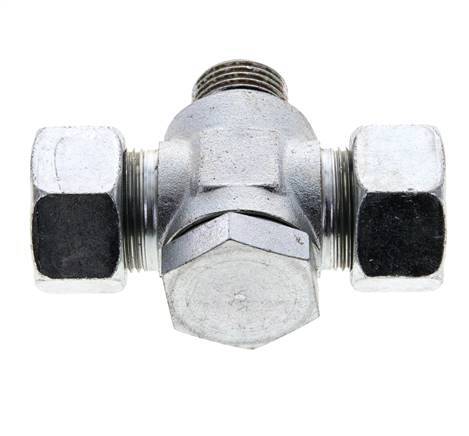 18L & G1/2'' Zink plated Steel Tee Swivel Joint Cutting Fitting with Male Threads 315 bar NBR ISO 8434-1