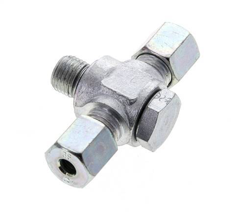 6S & G1/4'' Acier zingue Tee Swivel Joint Cutting Fitting with Male Threads 400 bar NBR ISO 8434-1