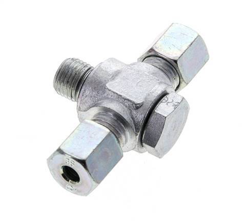 6S & G1/4'' Zink plated Steel Tee Swivel Joint Cutting Fitting with Male Threads 400 bar NBR ISO 8434-1