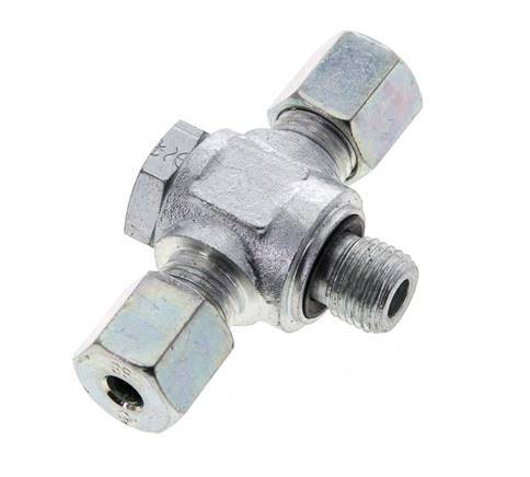 6S & G1/4'' Acier zingue Tee Swivel Joint Cutting Fitting with Male Threads 400 bar NBR ISO 8434-1