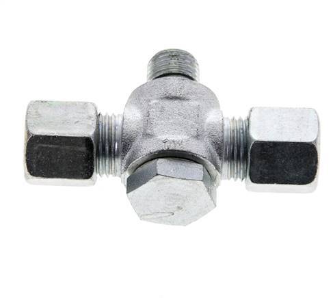 8S &amp; G1/4'' Acier zingué Tee Swivel Joint Cutting Fitting with Male Threads 400 bar NBR ISO 8434-1