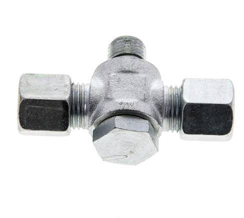 8S & G1/4'' Acier zingue Tee Swivel Joint Cutting Fitting with Male Threads 400 bar NBR ISO 8434-1