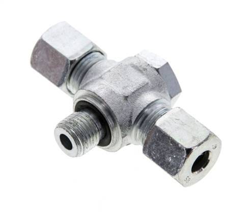 8S &amp; G1/4'' Acier zingué Tee Swivel Joint Cutting Fitting with Male Threads 400 bar NBR ISO 8434-1