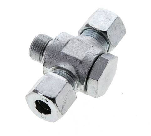 10S & G3/8'' Acier zingue Tee Swivel Joint Cutting Fitting with Male Threads 400 bar NBR ISO 8434-1